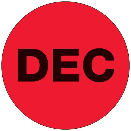 Bsc Preferred 1'' Circle - ''DEC'' Fluorescent Red Months of the Year Labels BUY00016078